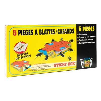 <div class="uk-panel tm-source-woo-description"><p>Le produit Sticky Box est un piège à cafards, blattes ou cancrelats, spécialement conçu pour faire de la détection. Boîte de 5 pièges.</p>
</div>