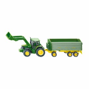 Jouet John Deere avec chargeur frontal et remorque 1:87