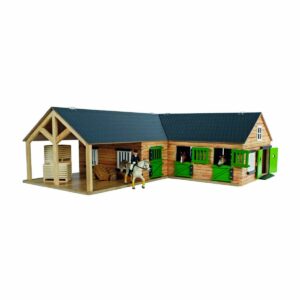 Jouet Écurie d'angle pour chevaux avec 3 box et rangement 1:24